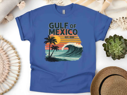 Retro Sunset Gulf of Mexico Since 1550 T-Shirt – Vintage Beach Design