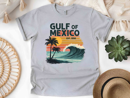 Retro Sunset Gulf of Mexico Since 1550 T-Shirt – Vintage Beach Design