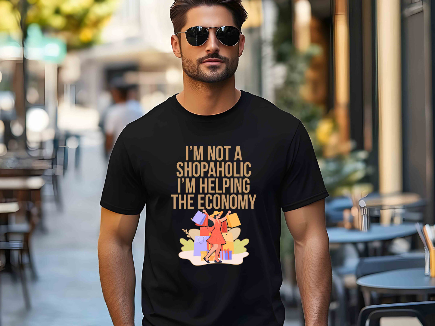 I Am Not a Shopaholic I Am Helping the Economy Funny T-Shirt – Sarcastic Shopping Humor Tee, Unisex Gift for Retail Therapy Lovers