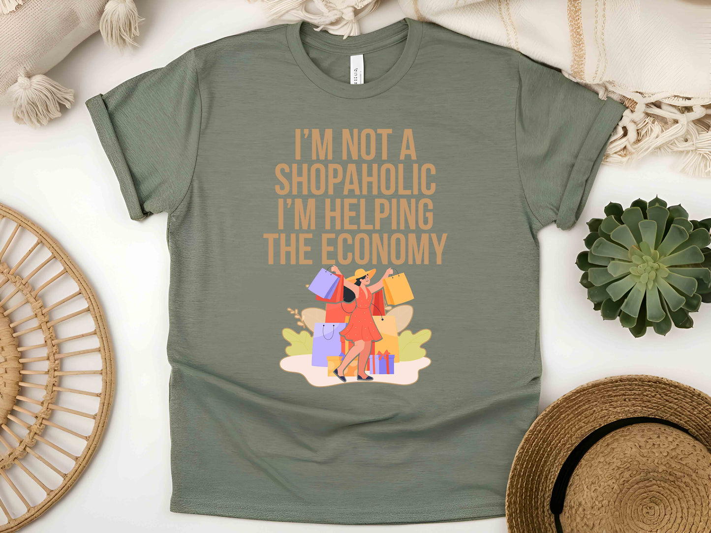 I Am Not a Shopaholic I Am Helping the Economy Funny T-Shirt – Sarcastic Shopping Humor Tee, Unisex Gift for Retail Therapy Lovers