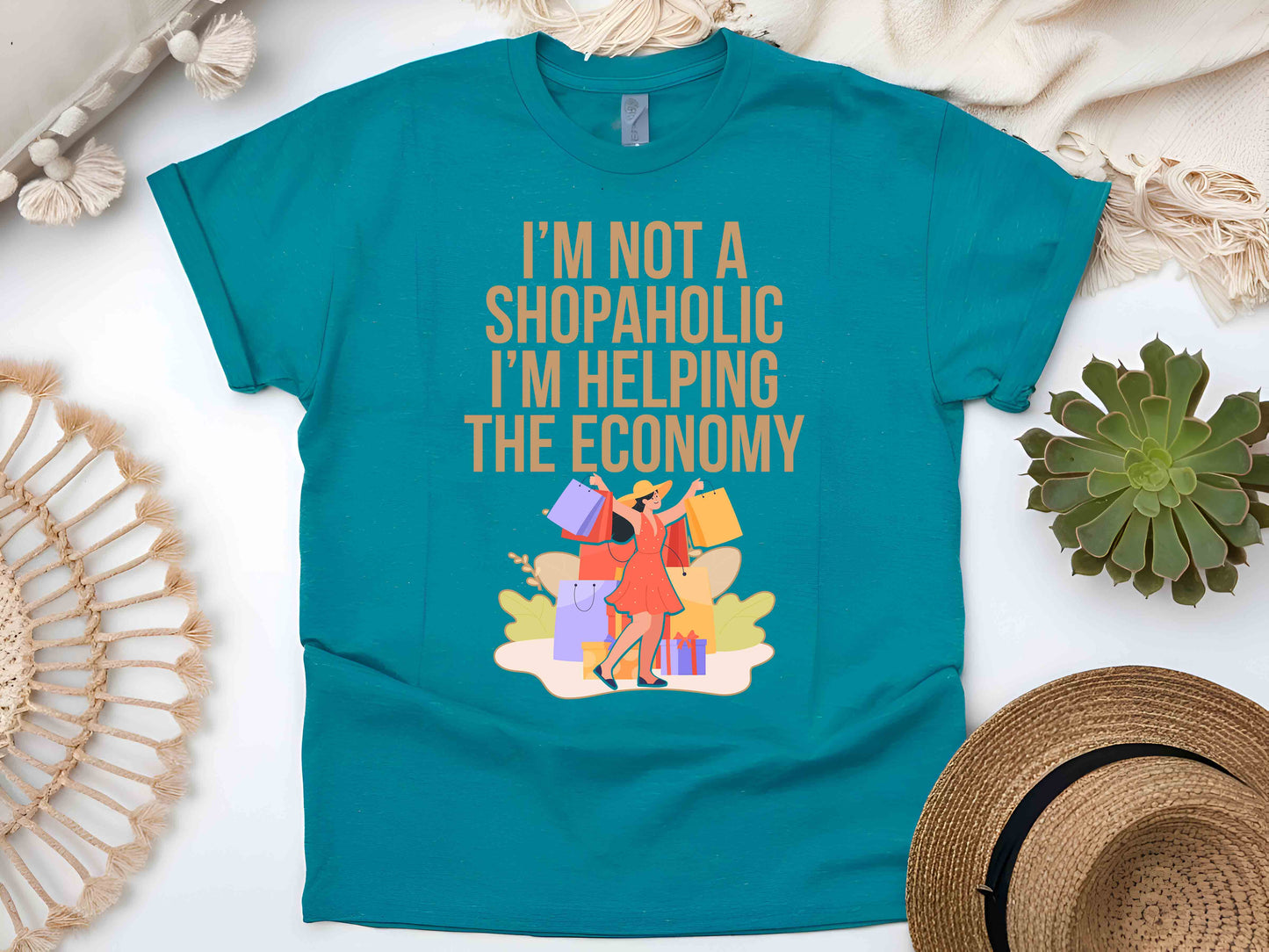 I Am Not a Shopaholic I Am Helping the Economy Funny T-Shirt – Sarcastic Shopping Humor Tee, Unisex Gift for Retail Therapy Lovers