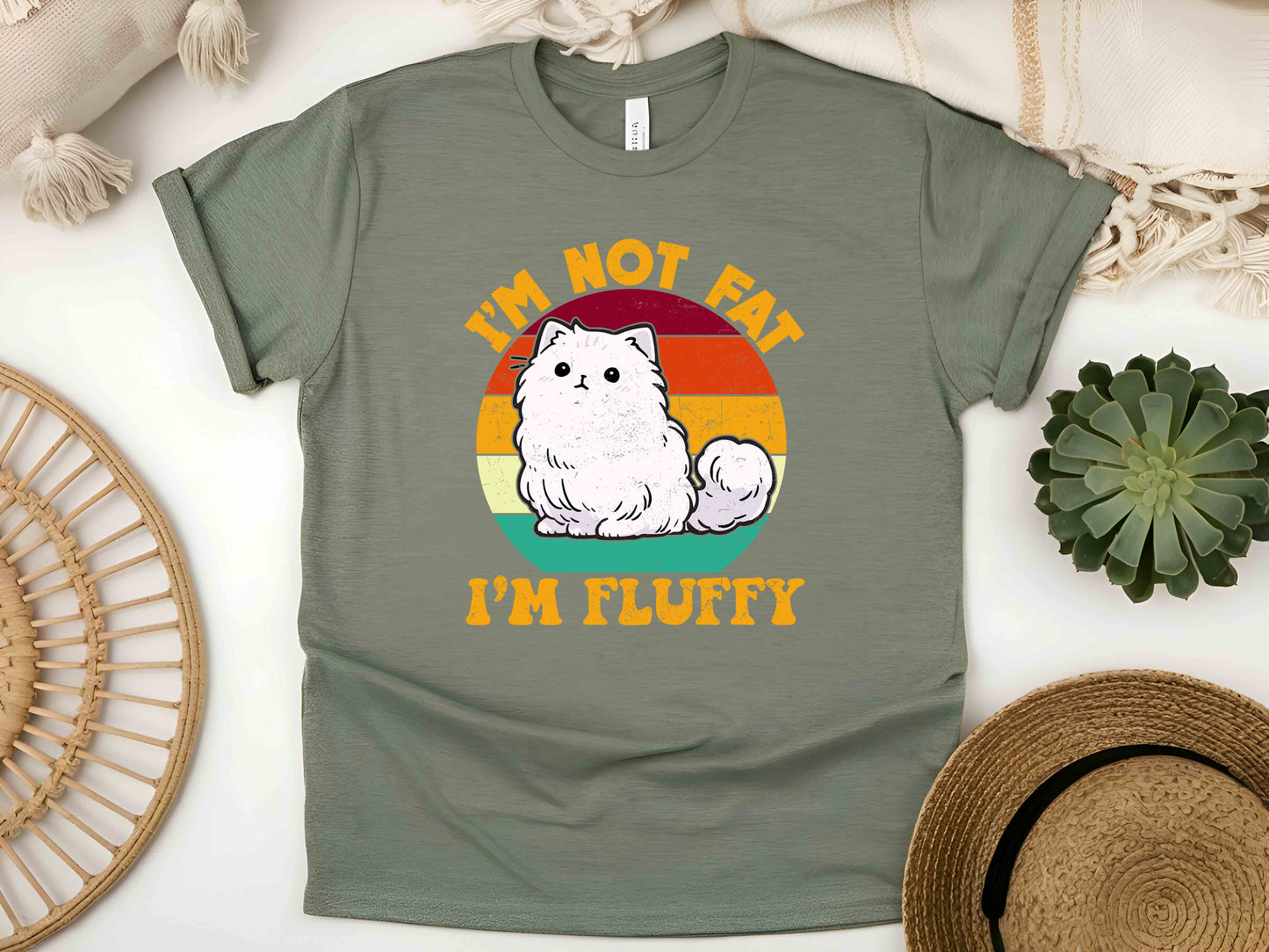 I'm Not Fat I'm Just Fluffy T-Shirt – Cute Cat Humor Tee, Playful Unisex Shirt, Funny Gift for Cat Lovers and Fluffy Friends