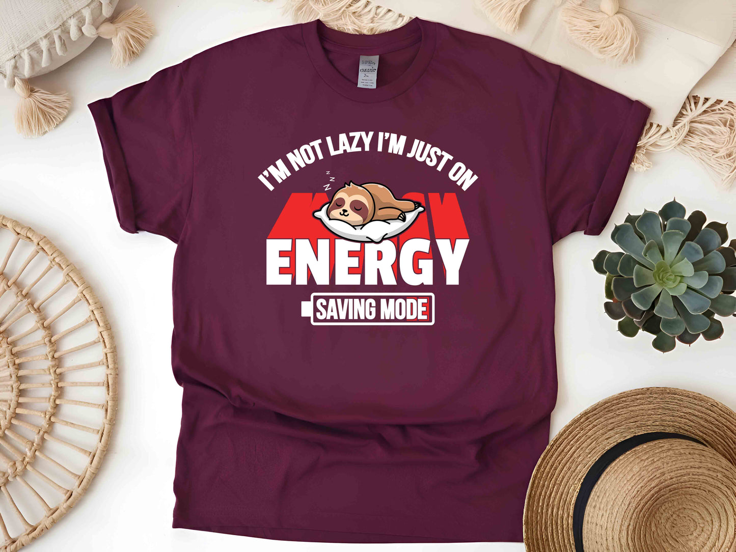 I'm Not Lazy I'm Just On Energy Saving Mode T-Shirt – Funny Sarcastic Tee, Unisex Casual Top, Humorous Gift for Relaxation Enthusiasts