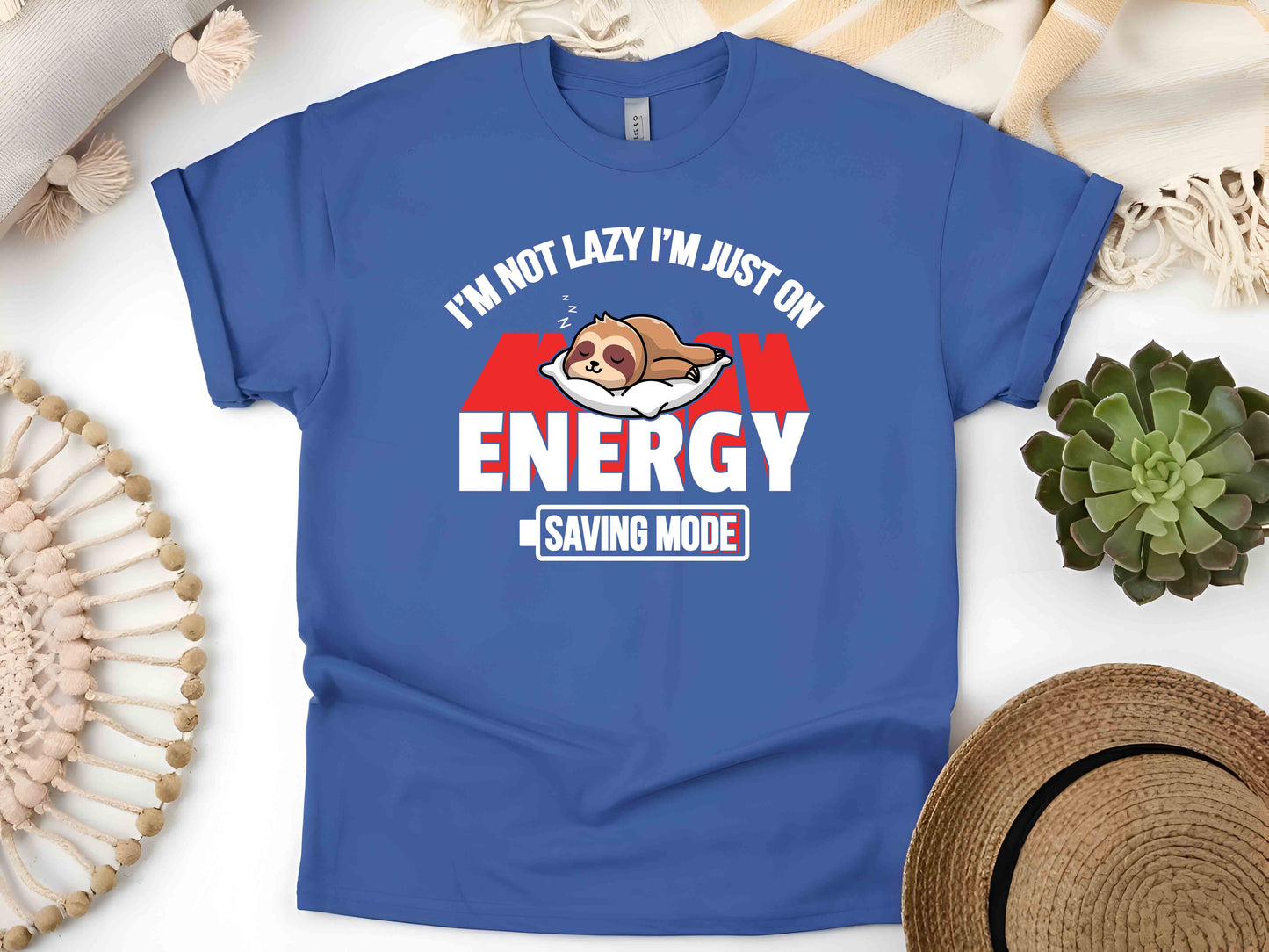 I'm Not Lazy I'm Just On Energy Saving Mode T-Shirt – Funny Sarcastic Tee, Unisex Casual Top, Humorous Gift for Relaxation Enthusiasts