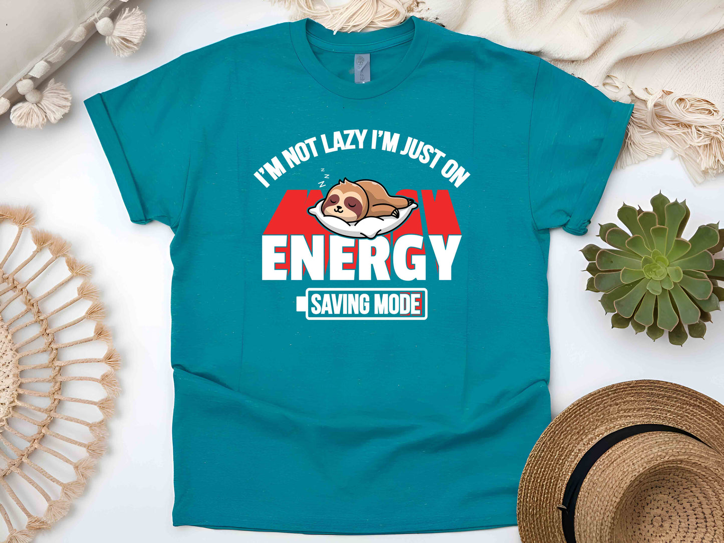 I'm Not Lazy I'm Just On Energy Saving Mode T-Shirt – Funny Sarcastic Tee, Unisex Casual Top, Humorous Gift for Relaxation Enthusiasts