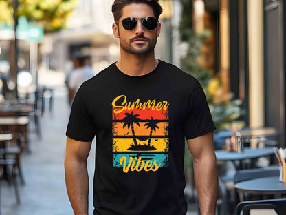 Summer Vibes T-Shirt, Retro Beach Aesthetic Tee, Tropical Sunset Shirt, Trendy Summer Outfit, Vintage Summer Graphic Tee