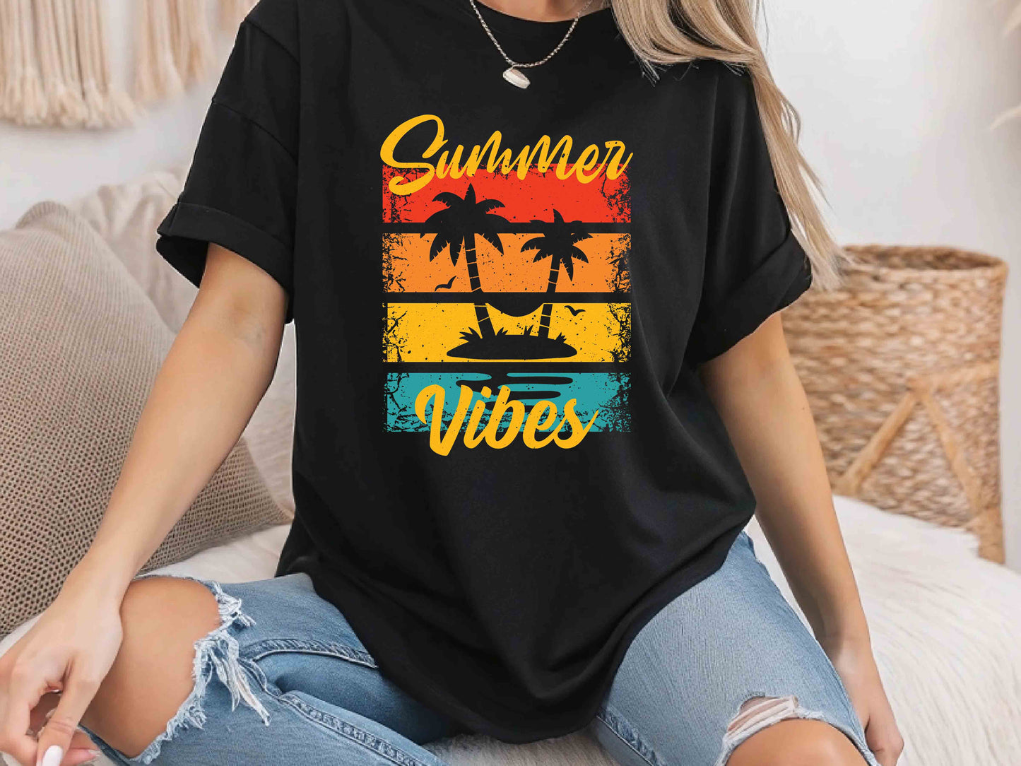 Summer Vibes T-Shirt, Retro Beach Aesthetic Tee, Tropical Sunset Shirt, Trendy Summer Outfit, Vintage Summer Graphic Tee