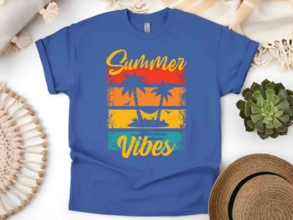 Summer Vibes T-Shirt, Retro Beach Aesthetic Tee, Tropical Sunset Shirt, Trendy Summer Outfit, Vintage Summer Graphic Tee