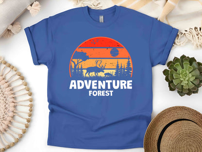 Wildlife Lover Shirt – Deer and Forest Silhouette Tee, Perfect Gift for Nature Enthusiasts and Outdoor Adventurers