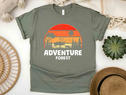 Wildlife Lover Shirt – Deer and Forest Silhouette Tee, Perfect Gift for Nature Enthusiasts and Outdoor Adventurers