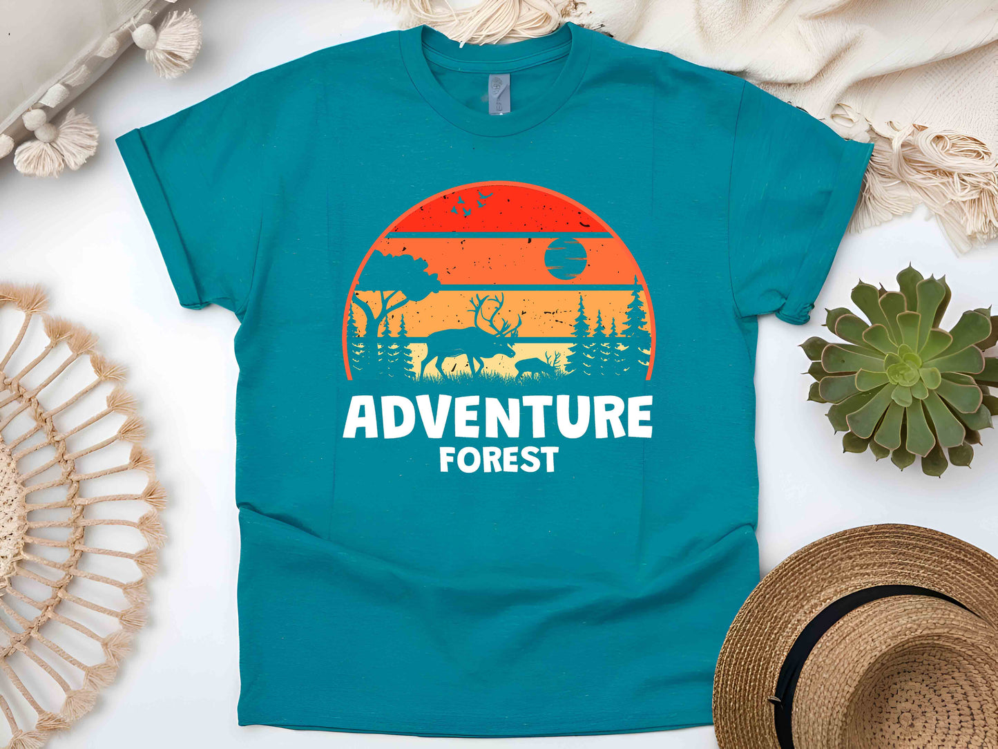 Wildlife Lover Shirt – Deer and Forest Silhouette Tee, Perfect Gift for Nature Enthusiasts and Outdoor Adventurers