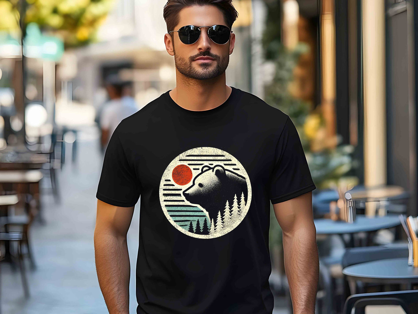 Retro Polar Bear Arctic Sea Scene T-Shirt – 90s Wildlife Watcher Gift, Boho Unisex Tee, Perfect for Nature Enthusiasts