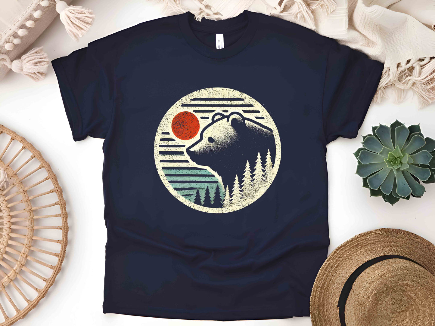 Retro Polar Bear Arctic Sea Scene T-Shirt – 90s Wildlife Watcher Gift, Boho Unisex Tee, Perfect for Nature Enthusiasts