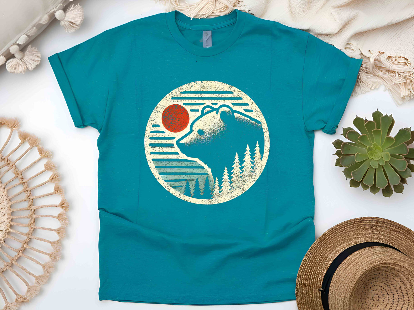 Retro Polar Bear Arctic Sea Scene T-Shirt – 90s Wildlife Watcher Gift, Boho Unisex Tee, Perfect for Nature Enthusiasts