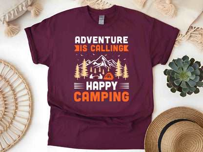 Adventure Is Calling Nature Lover Shirt Camping Hiking Tee Outdoor Explorer Gift Unisex Heavy Cotton T-Shirt