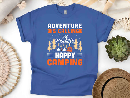 Adventure Is Calling Nature Lover Shirt Camping Hiking Tee Outdoor Explorer Gift Unisex Heavy Cotton T-Shirt