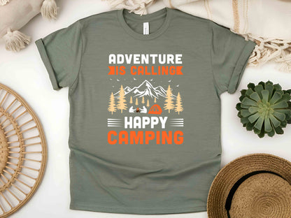 Adventure Is Calling Nature Lover Shirt Camping Hiking Tee Outdoor Explorer Gift Unisex Heavy Cotton T-Shirt