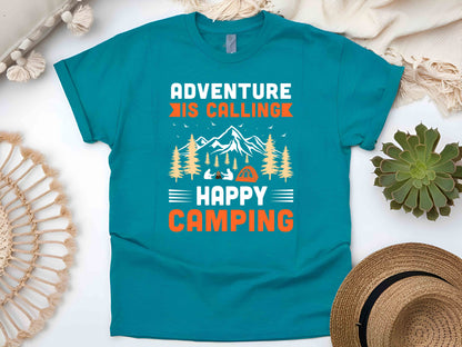 Adventure Is Calling Nature Lover Shirt Camping Hiking Tee Outdoor Explorer Gift Unisex Heavy Cotton T-Shirt