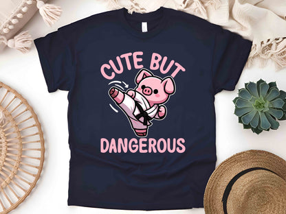 Pig Cute but Dangerous Shirt Funny Pig Lover Tee Adorable Yet Fierce Piggy Graphic T-Shirt Cute Animal Retro Aesthetic Tee