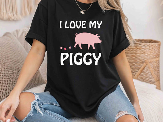 I Love My Piggy Shirt Cute Pig Lover Tee Funny Farm Animal T-Shirt Adorable Pig Gift for Farmers and Pet Pig Owners