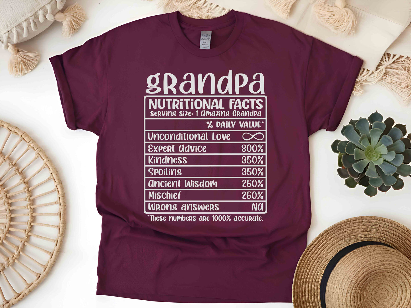 Grandpa Nutrition Facts Shirt, Funny Grandpa Tee, Father's Day Gift, Grandfather T-Shirt, Gift for Grandpa, Birthday Gift, Family Shirt