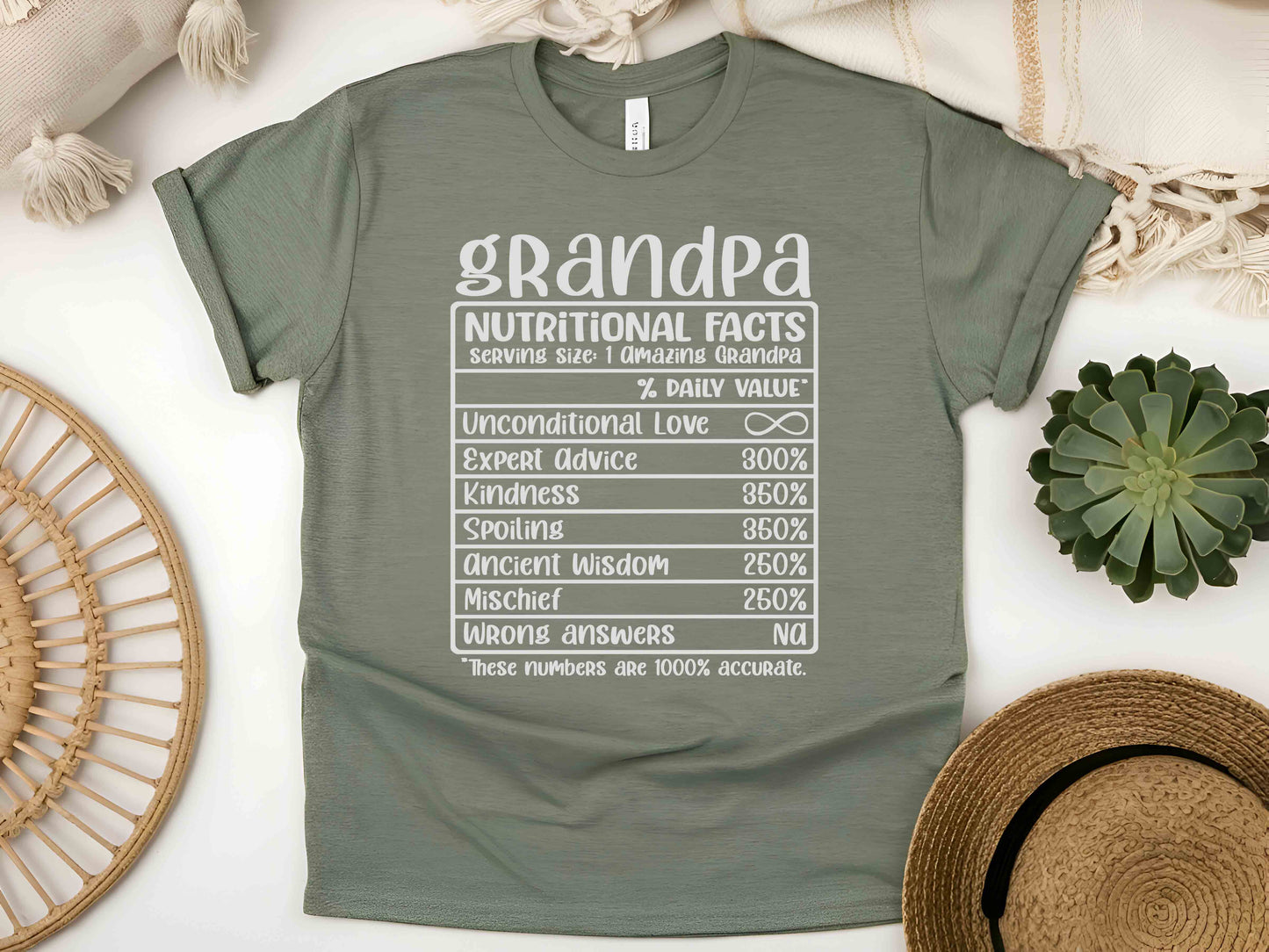 Grandpa Nutrition Facts Shirt, Funny Grandpa Tee, Father's Day Gift, Grandfather T-Shirt, Gift for Grandpa, Birthday Gift, Family Shirt