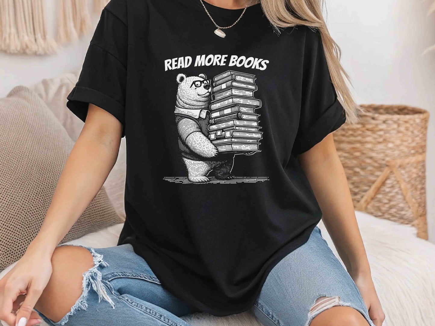 Funny Read More Books Bear Shirt, Retro 90s Book Lover Tee, Vintage Distressed T-Shirt, Cute Literary Gift, Aesthetic Reader Shirt