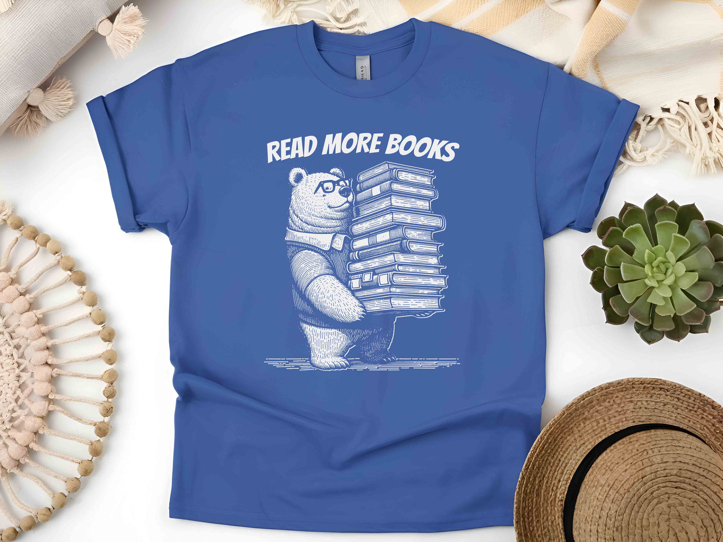 Funny Read More Books Bear Shirt, Retro 90s Book Lover Tee, Vintage Distressed T-Shirt, Cute Literary Gift, Aesthetic Reader Shirt