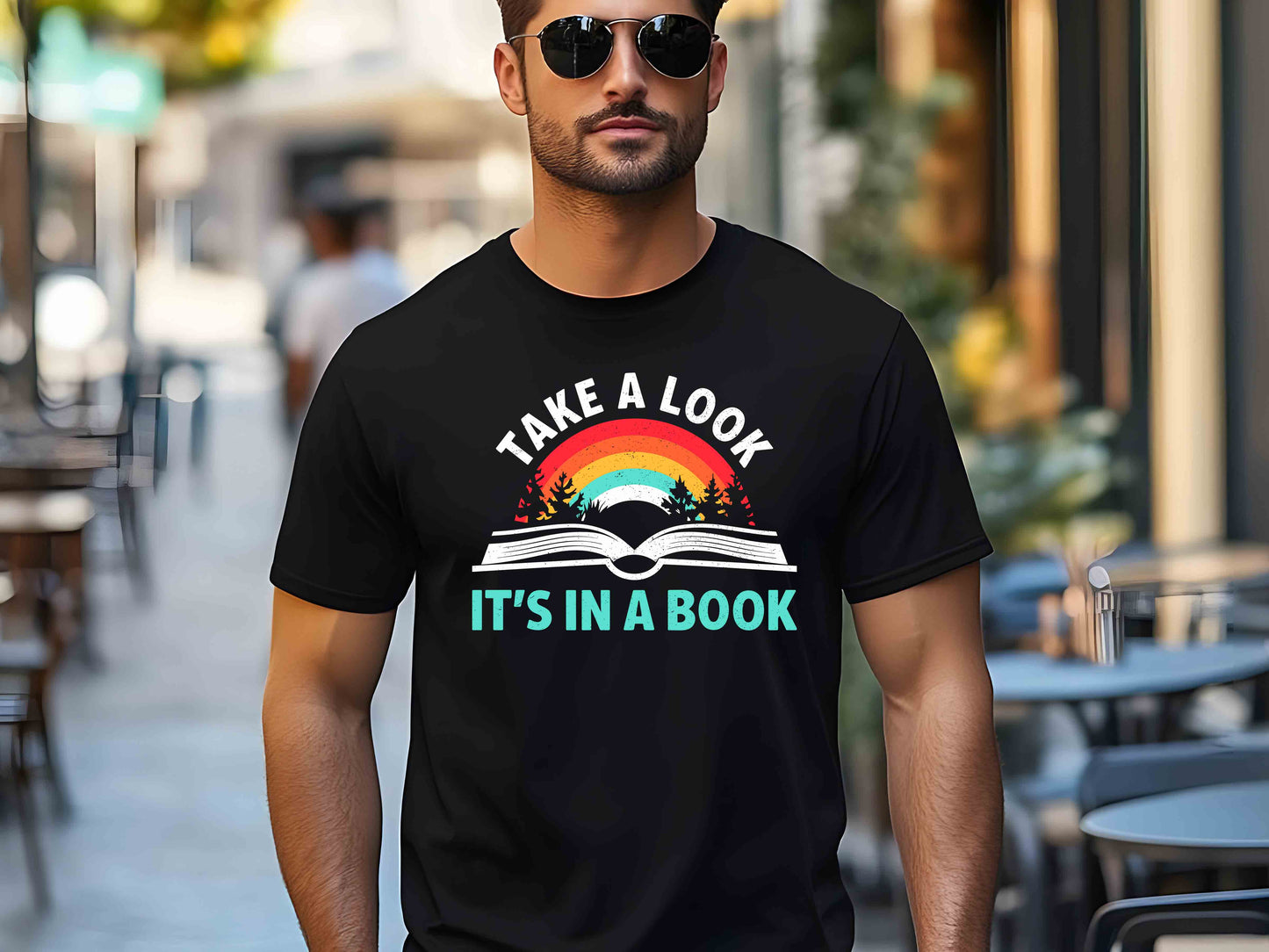 Take a Look, It's in a Book T-Shirt, Retro Reading Rainbow Tee, Vintage Book Lover Shirt, Rainbow Book Graphic Tee