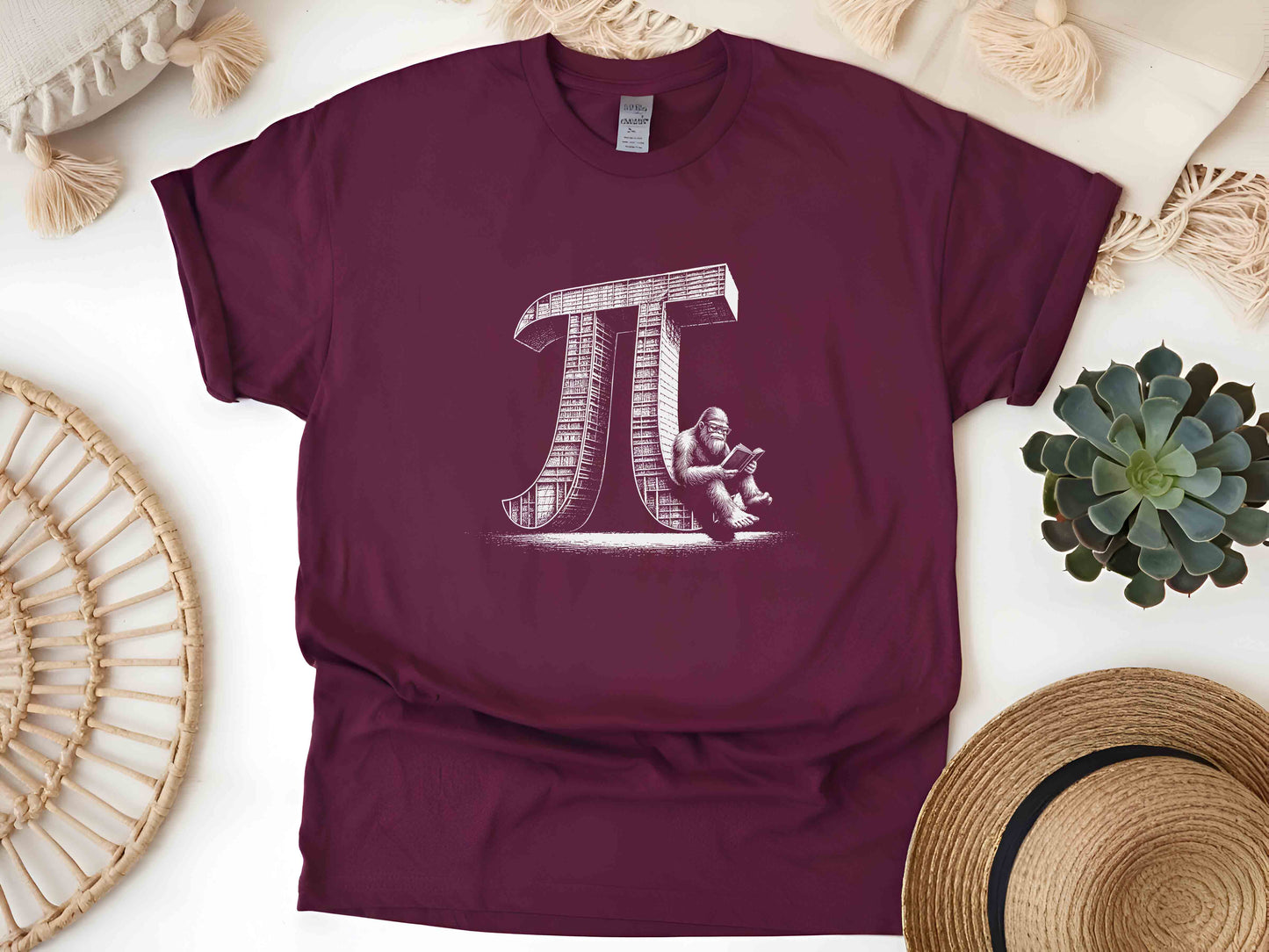 Happy Pi Day Bigfoot Reading Book T-Shirt, Math Teacher Gift, Math Lover Shirt, Pi Day Kids Tee, Bookworm Sasquatch Apparel