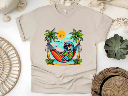 Beach Parrot T-Shirt, Tropical Parrot Summer Tee, Vacation Bird Lover Shirt, Fun Parrot Gift, Unisex Island Vibes Graphic Tee