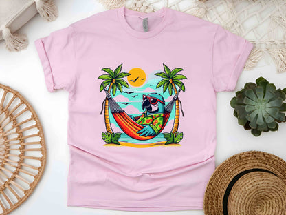 Beach Parrot T-Shirt, Tropical Parrot Summer Tee, Vacation Bird Lover Shirt, Fun Parrot Gift, Unisex Island Vibes Graphic Tee