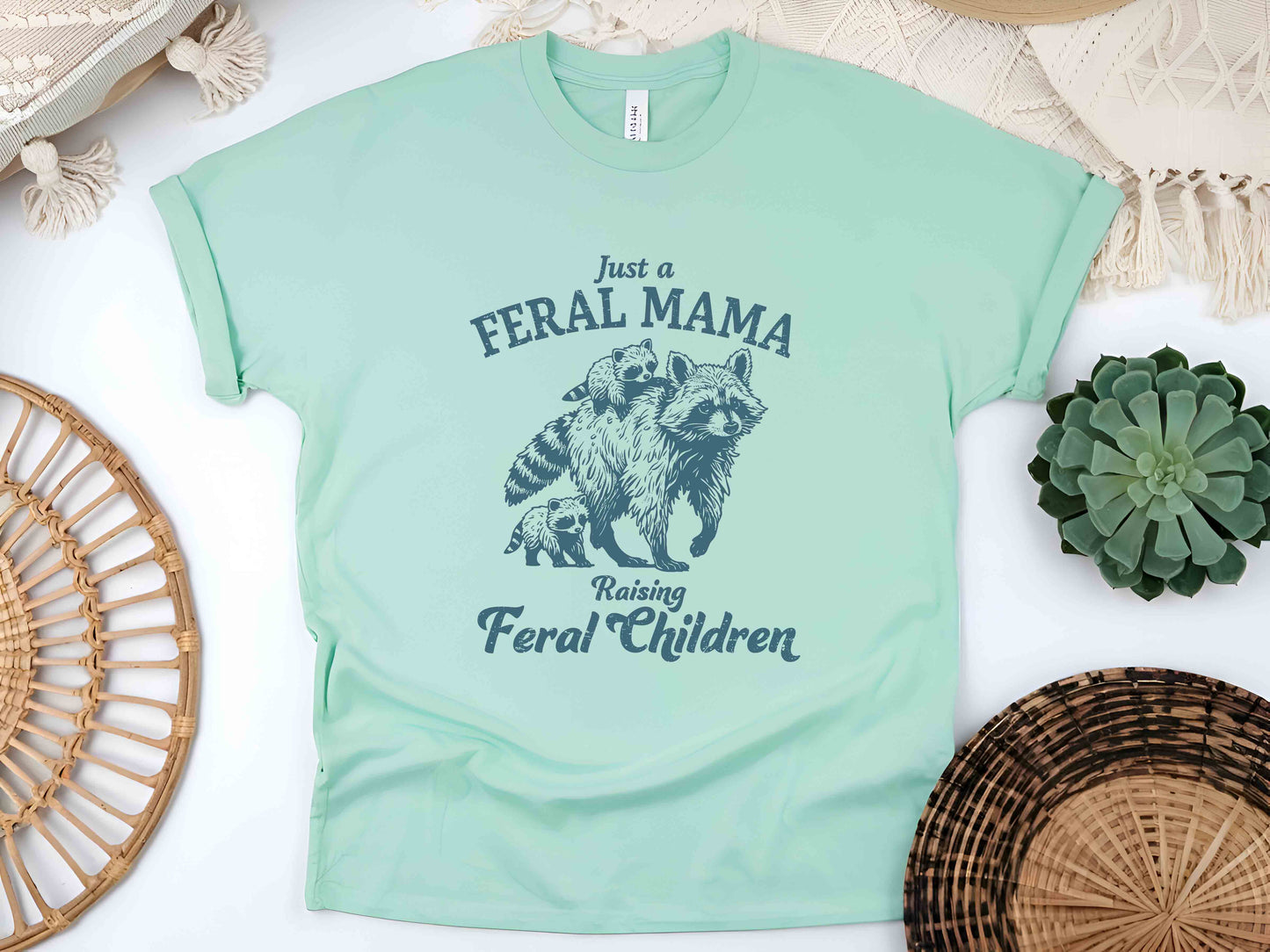 Just a Feral Mama Raising Feral Children Shirt, Funny Mom Shirt, Raccoon Lover Tee, Wild Mom Life Shirt, Chaos Coordinator Gift