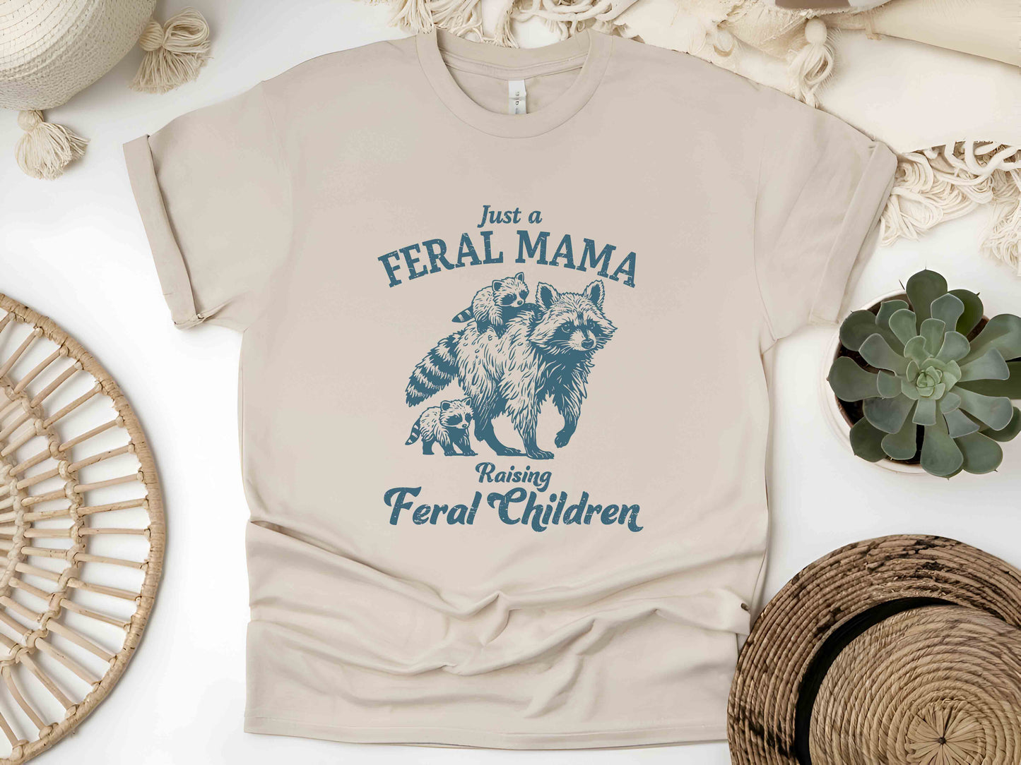 Just a Feral Mama Raising Feral Children Shirt, Funny Mom Shirt, Raccoon Lover Tee, Wild Mom Life Shirt, Chaos Coordinator Gift