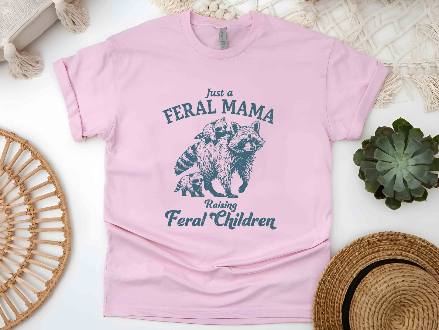 Just a Feral Mama Raising Feral Children Shirt, Funny Mom Shirt, Raccoon Lover Tee, Wild Mom Life Shirt, Chaos Coordinator Gift