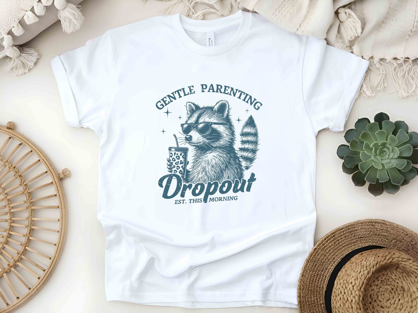 Gentle Parenting Dropout Shirt, Funny Mom Shirt, Retro Raccoon Tee, Cool Mom Gift, Mama Birthday Gift, Mothers Day Funny Shirt