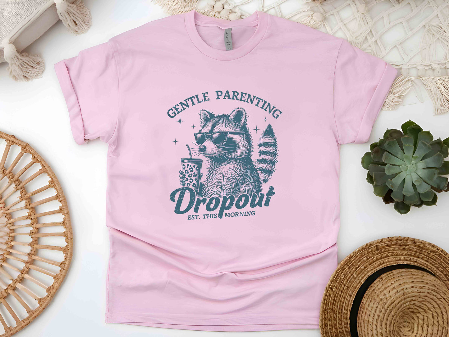 Gentle Parenting Dropout Shirt, Funny Mom Shirt, Retro Raccoon Tee, Cool Mom Gift, Mama Birthday Gift, Mothers Day Funny Shirt