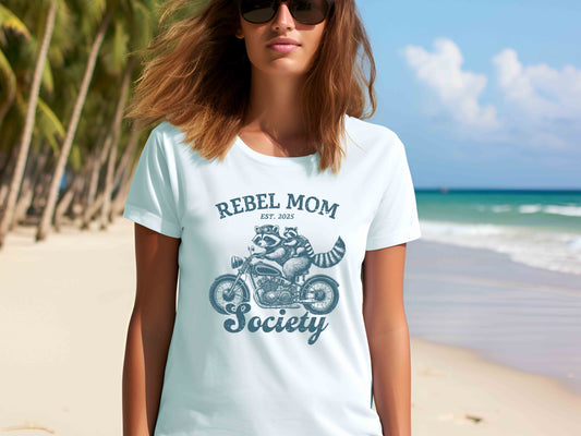 Rebel Mom Society Shirt, Raccoon Mom Tee, Funny Mom Life Shirt, Trendy Mother's Day Gift, Sassy Mom Shirt, Somebody’s Rebel Wife Tee