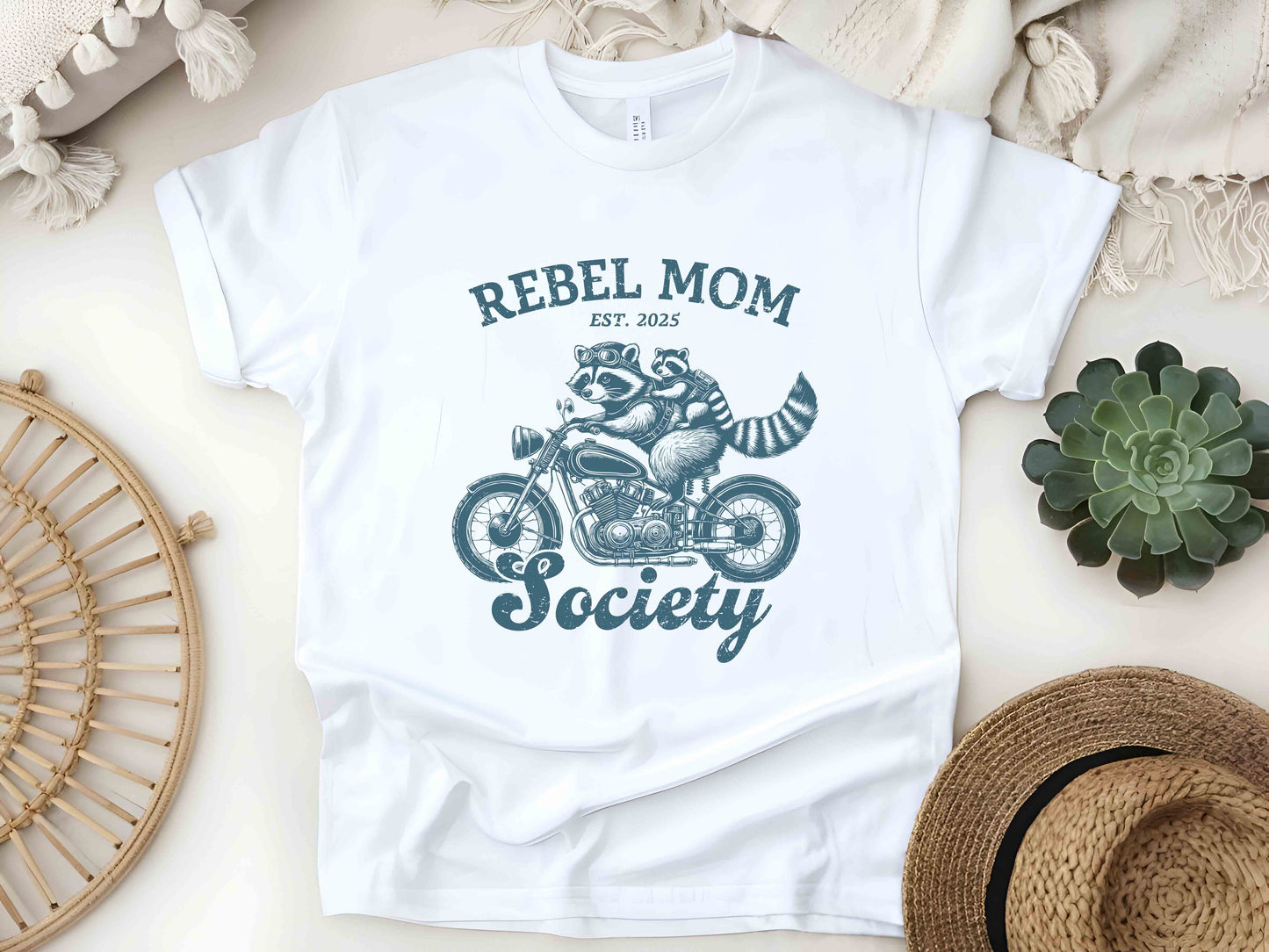 Rebel Mom Society Shirt, Raccoon Mom Tee, Funny Mom Life Shirt, Trendy Mother's Day Gift, Sassy Mom Shirt, Somebody’s Rebel Wife Tee