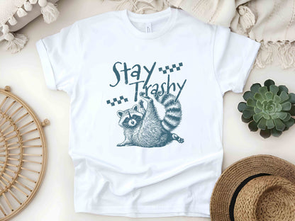 Stay Trashy Shirt, Funny Raccoon Tee, Meme Graphic T-Shirt, Sarcastic Animal Shirt, Raccoon Mom, Mother's Day Gift