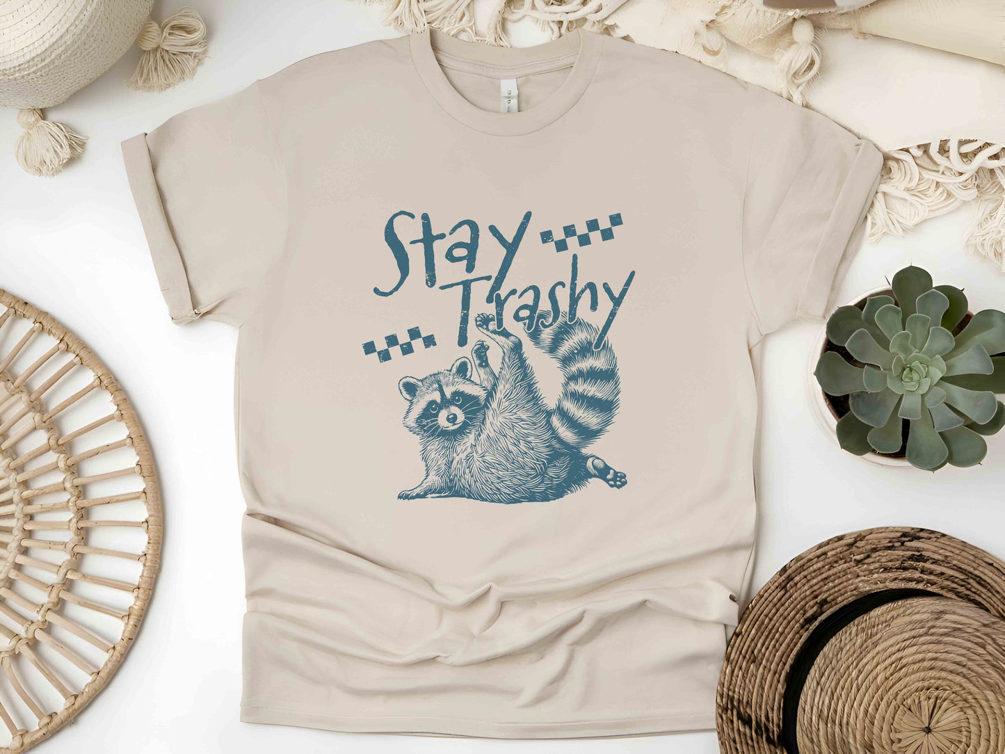 Stay Trashy Shirt, Funny Raccoon Tee, Meme Graphic T-Shirt, Sarcastic Animal Shirt, Raccoon Mom, Mother's Day Gift