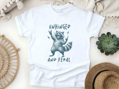 Unhinged and Feral T-Shirt, Funny Raccoon Shirt, Retro Raccoon Tee, Sarcastic Mental Health Shirt, Cute Feral Girl T-Shirt