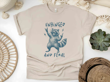 Unhinged and Feral T-Shirt, Funny Raccoon Shirt, Retro Raccoon Tee, Sarcastic Mental Health Shirt, Cute Feral Girl T-Shirt