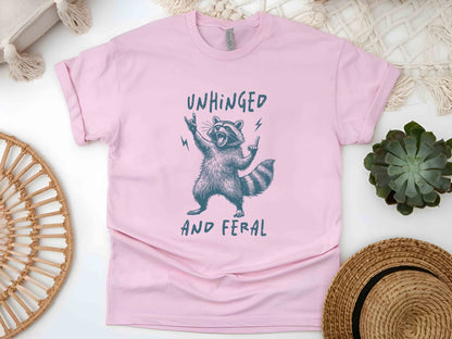 Unhinged and Feral T-Shirt, Funny Raccoon Shirt, Retro Raccoon Tee, Sarcastic Mental Health Shirt, Cute Feral Girl T-Shirt