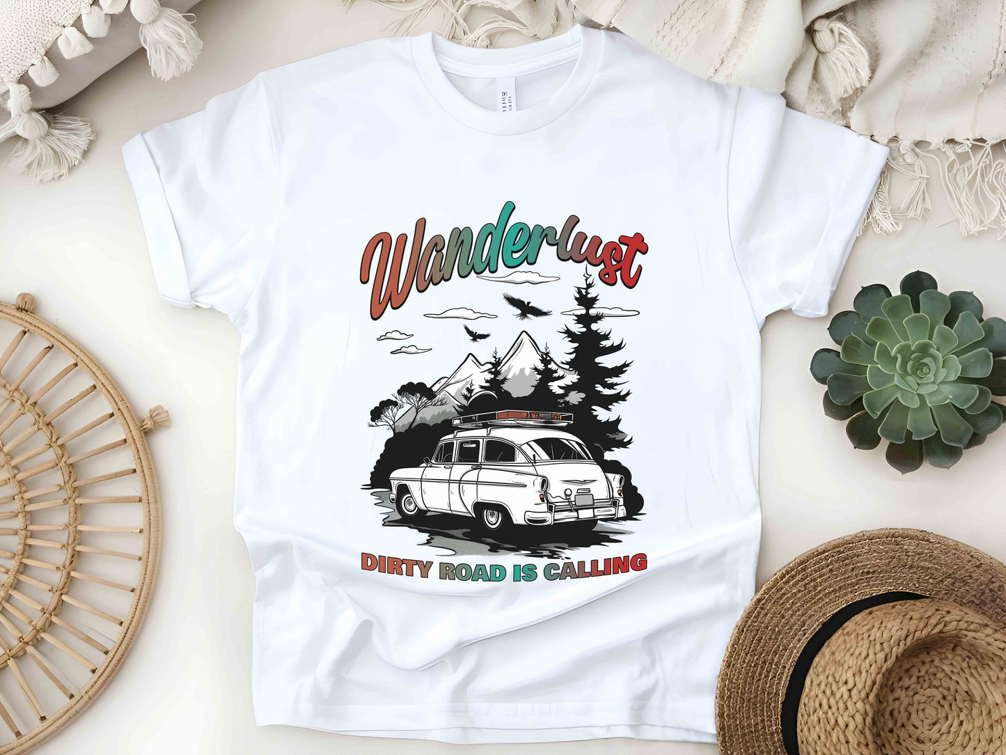 Wanderlust Shirt, Dirty Road Is Calling Tee, Family Travel Shirt, Summer Vacation Tee, Caravan Trip Shirt, Vintage Car Tee, Camping Shirt