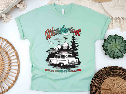 Wanderlust Shirt, Dirty Road Is Calling Tee, Family Travel Shirt, Summer Vacation Tee, Caravan Trip Shirt, Vintage Car Tee, Camping Shirt