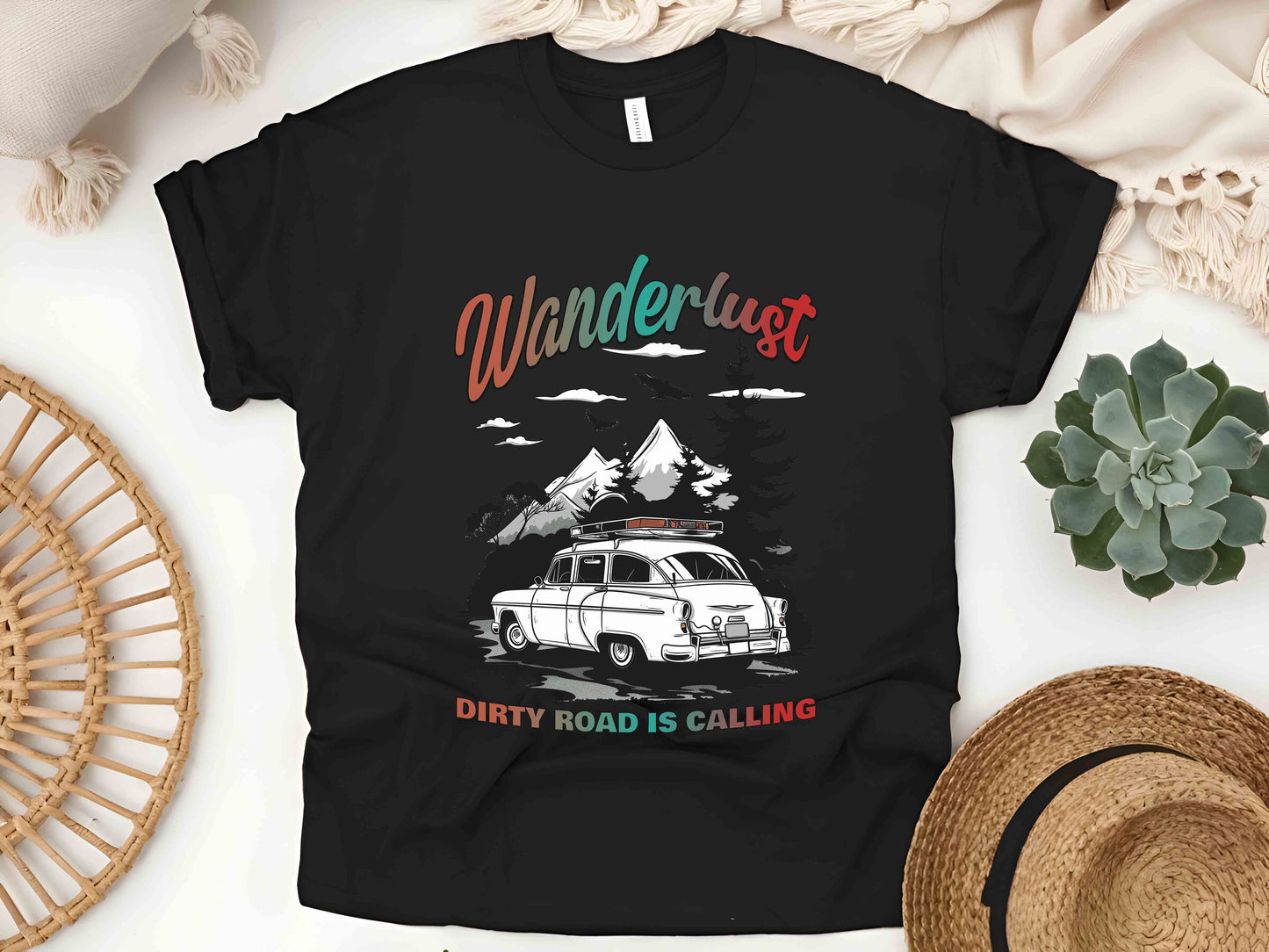 Wanderlust Shirt, Dirty Road Is Calling Tee, Family Travel Shirt, Summer Vacation Tee, Caravan Trip Shirt, Vintage Car Tee, Camping Shirt