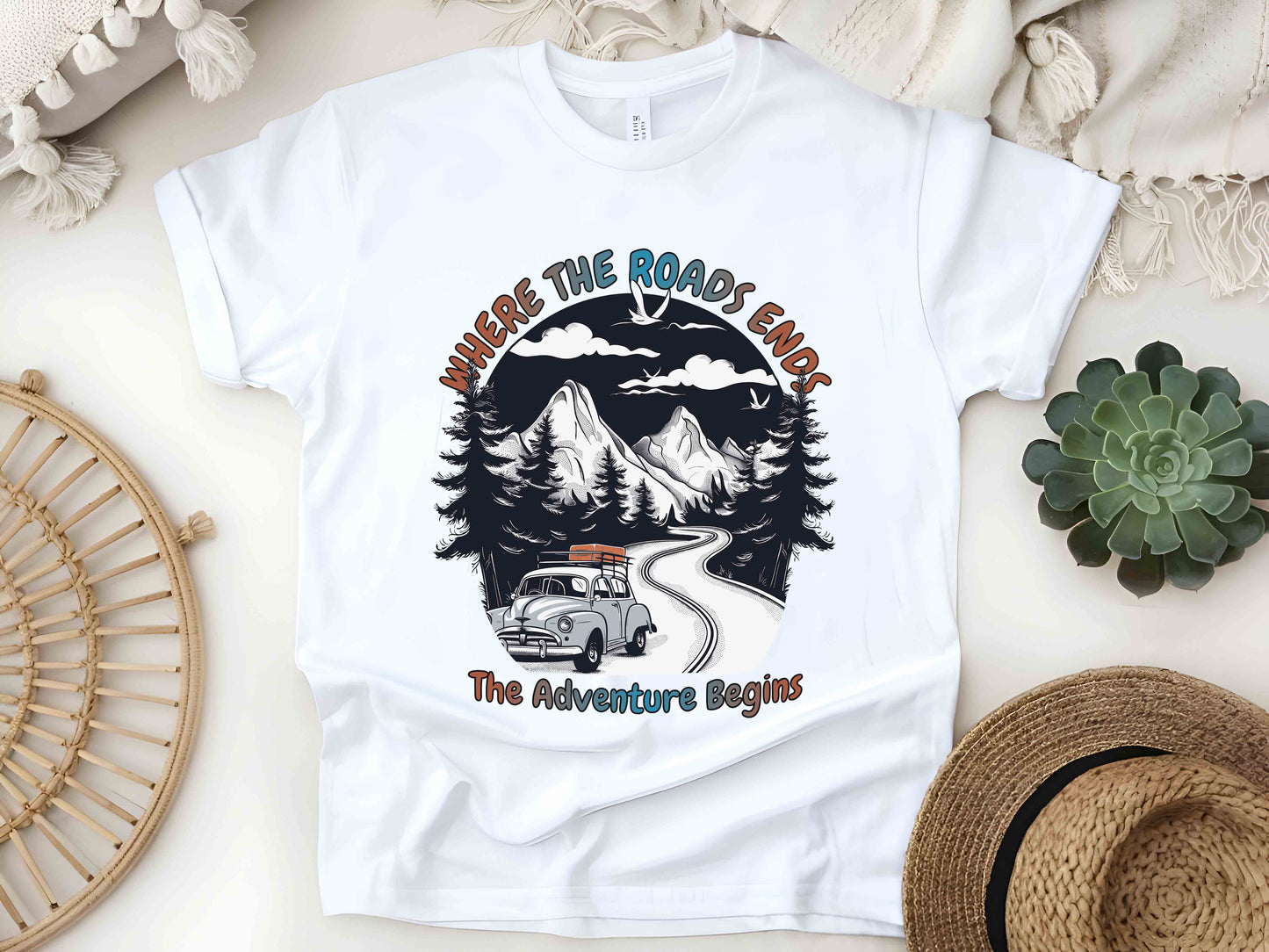 Where The Road Ends The Adventure Begins Shirt, Road Trip Tee, Caravan Life Shirt, Offroad Adventure Tee, Camping Shirt, Travel Gift