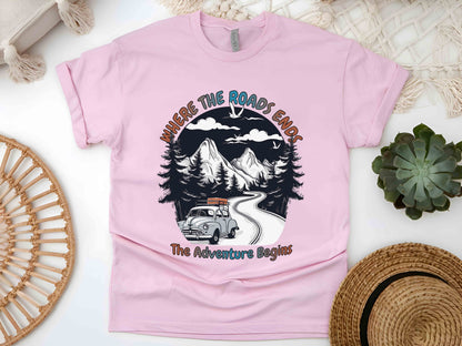 Where The Road Ends The Adventure Begins Shirt, Road Trip Tee, Caravan Life Shirt, Offroad Adventure Tee, Camping Shirt, Travel Gift