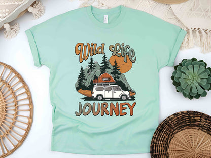 Wild Life Journey Shirt, Caravan Life Tee, Road Trip Shirt, Offroad Adventure Tee, Family Travel Shirt, Camping Shirt, Vintage Car Tee